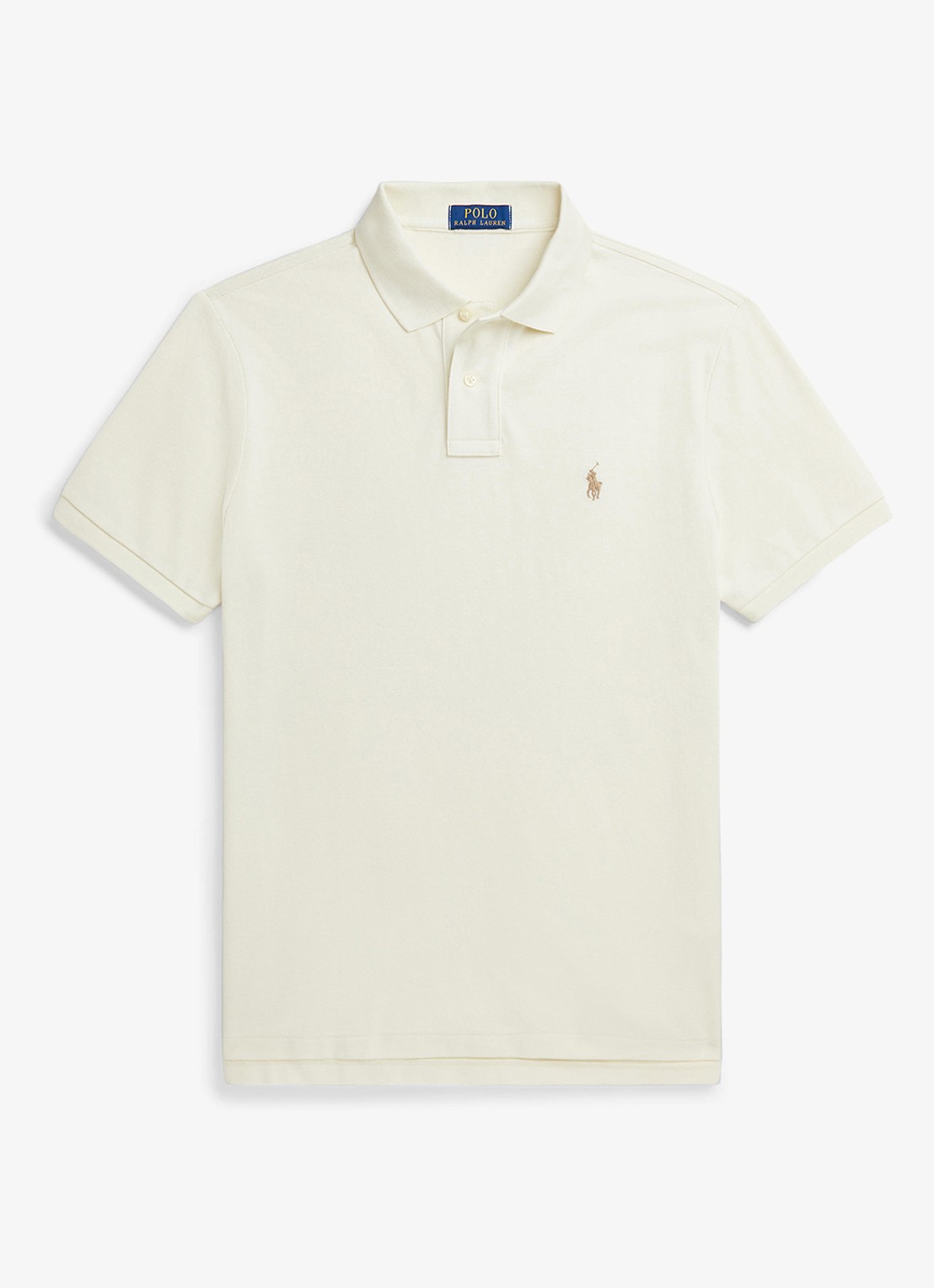 Ralph Lauren Custom slim fit polo van piqué katoen - voorkant parchment cream / beige