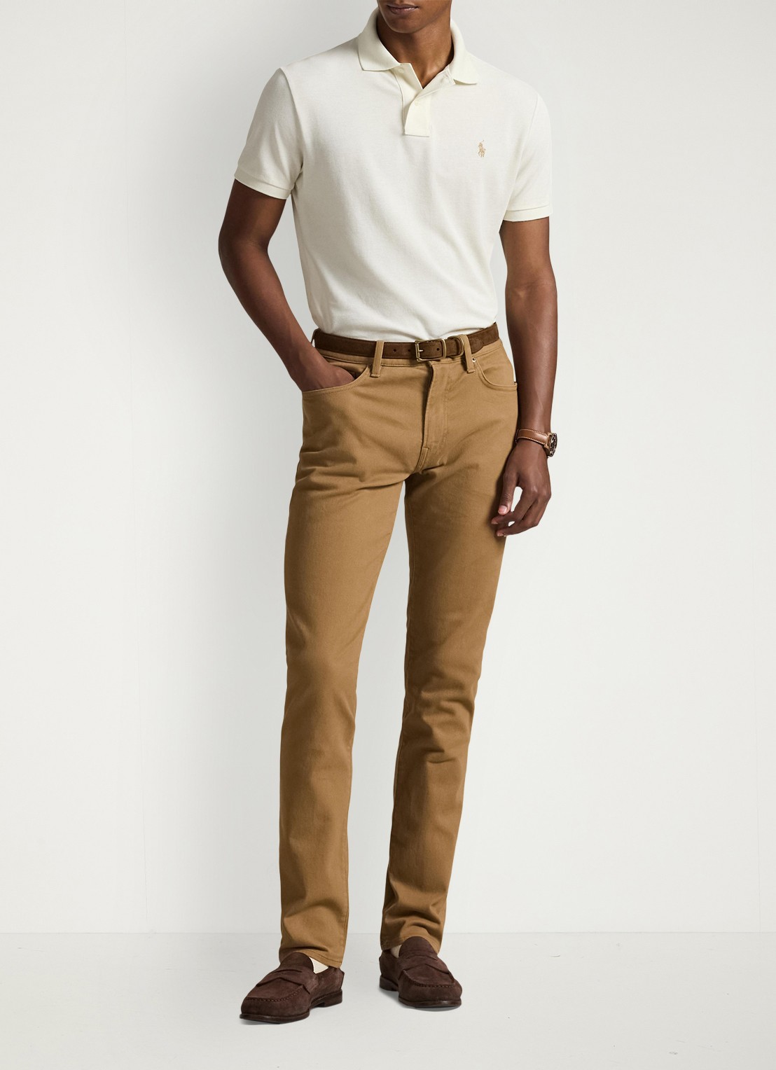 Ralph Lauren Custom slim fit polo van piqué katoen - voorkant 2 parchment cream / beige