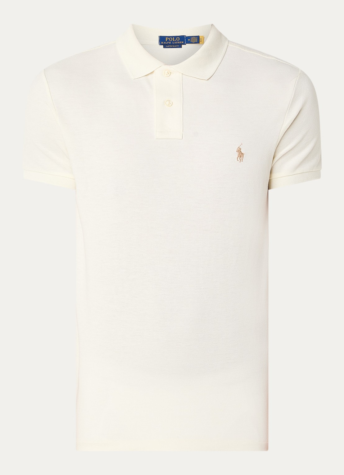 Ralph Lauren Custom slim fit polo van piqué katoen - voorkant 3 parchment cream / beige