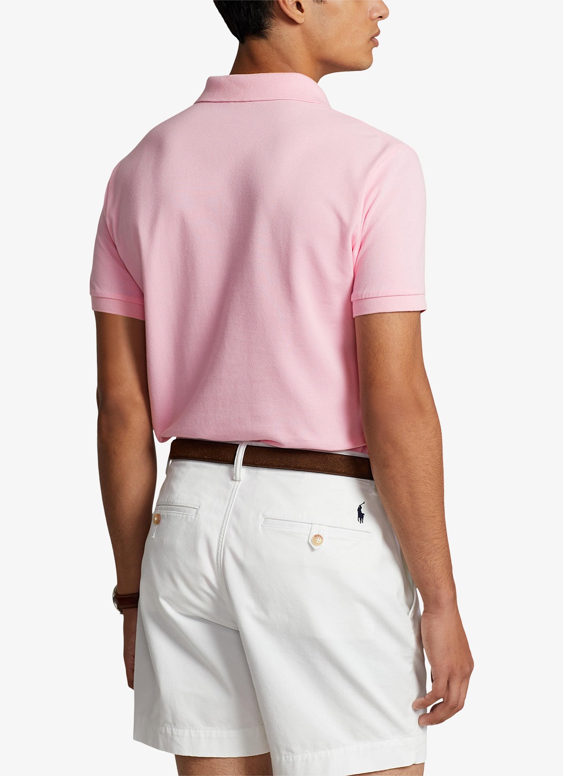 Ralph Lauren Custom slim fit polo van piqué katoen - achterkant 5 carmel pink / lichtroze