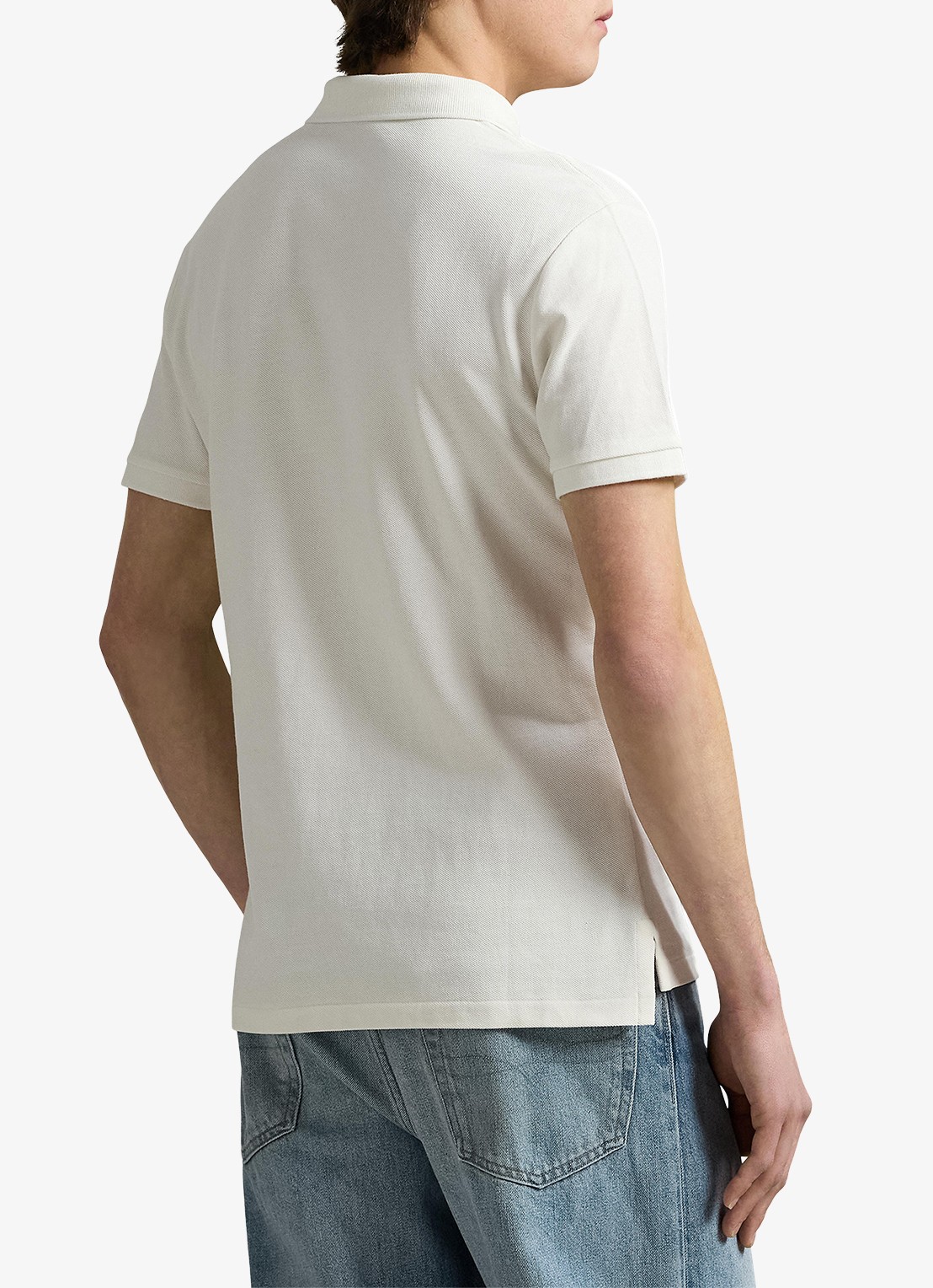 Ralph Lauren Custom slim fit polo van piqué katoen - achterkant pale cream / creme