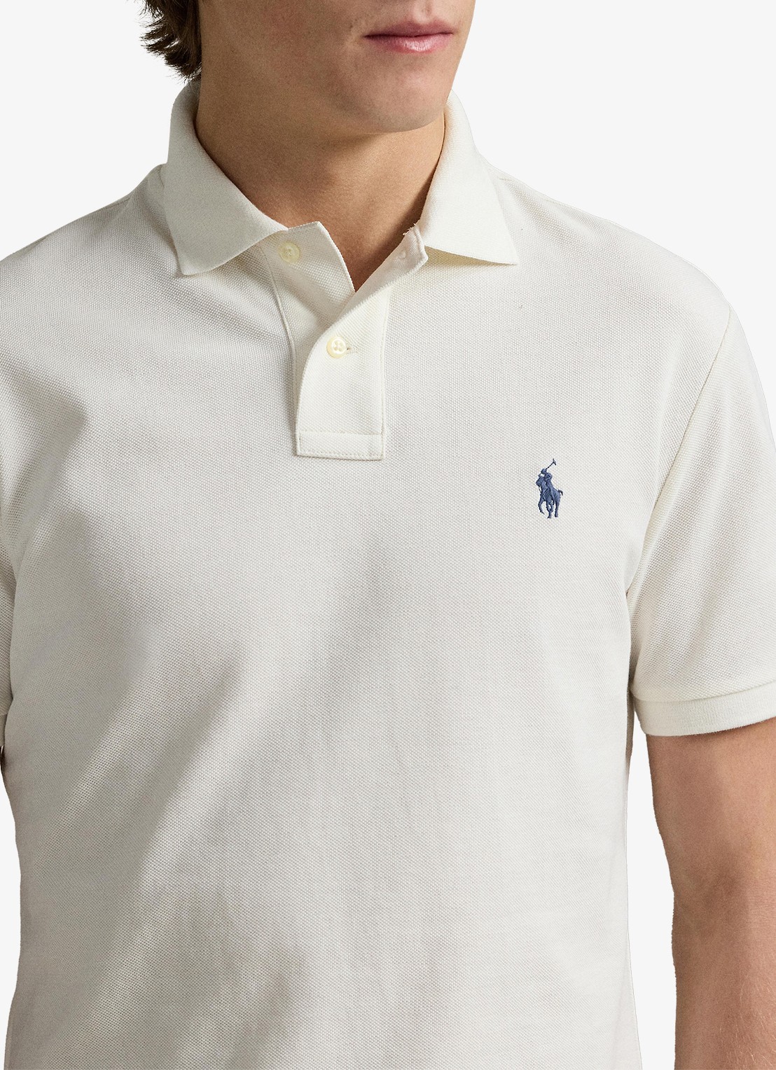 Ralph Lauren Custom slim fit polo van piqué katoen - detail 3 pale cream / creme