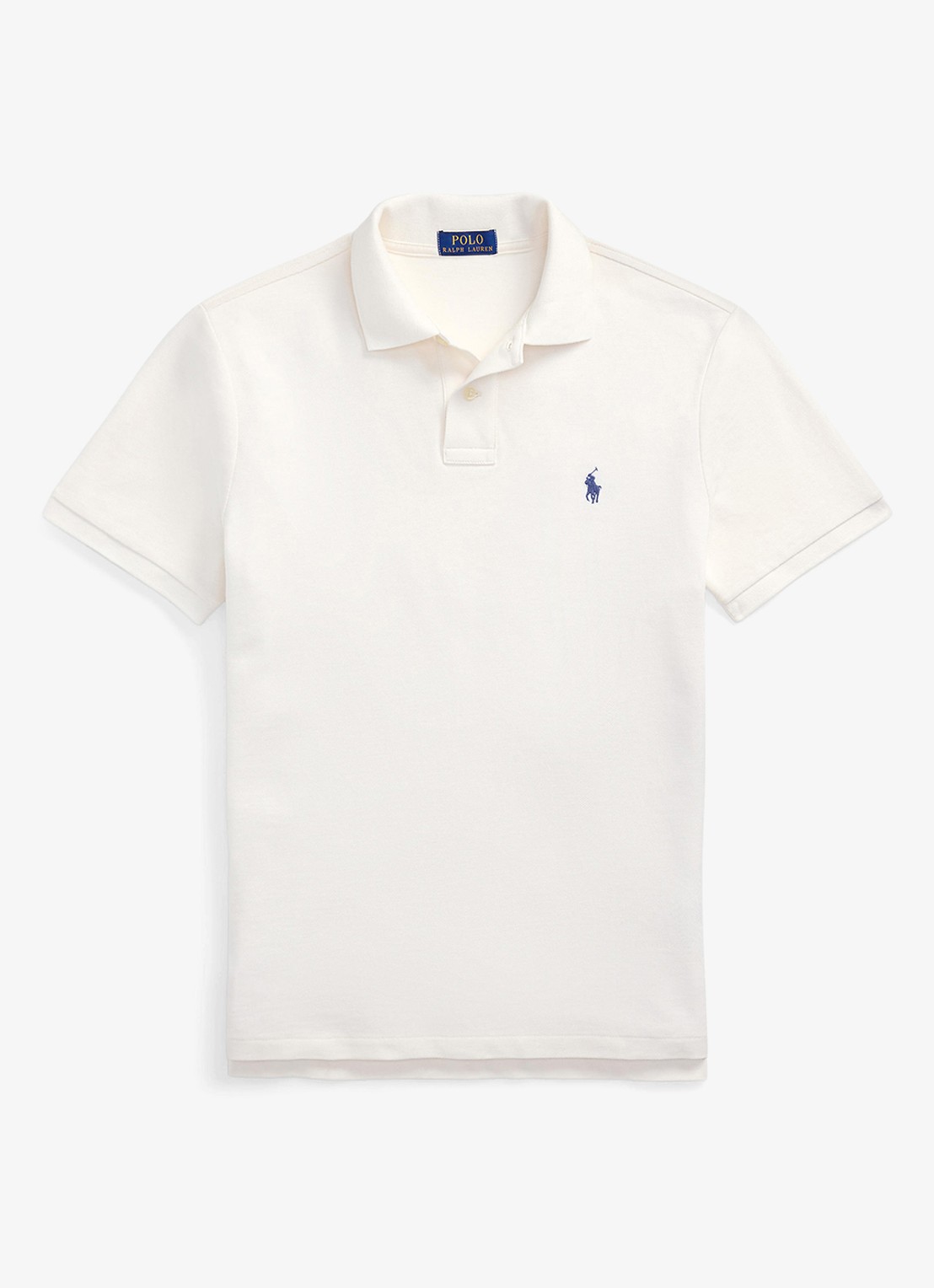 Ralph Lauren Custom slim fit polo van piqué katoen - voorkant 4 pale cream / creme