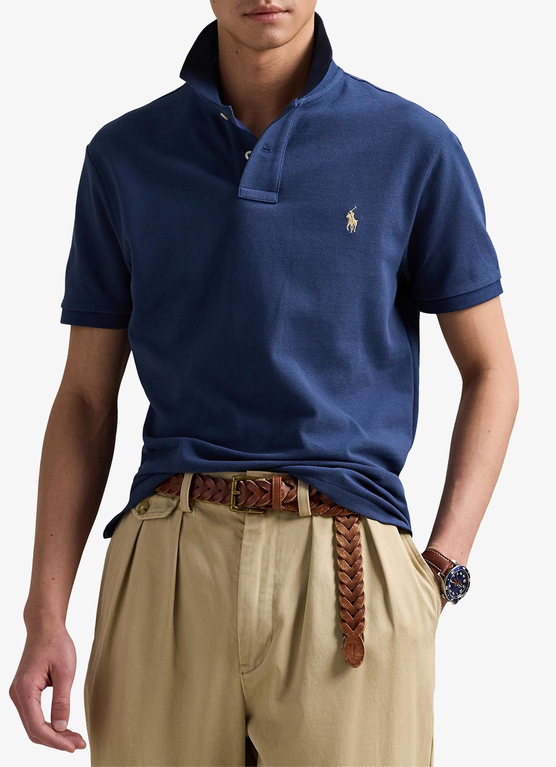 Ralph Lauren Custom slim fit polo van piqué katoen - detail 3 rustic navy / donkerblauw