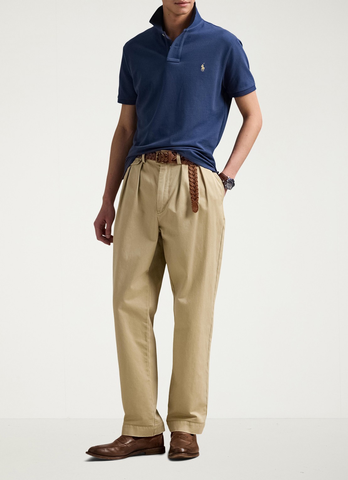 Ralph Lauren Custom slim fit polo van piqué katoen - voorkant 2 rustic navy / donkerblauw