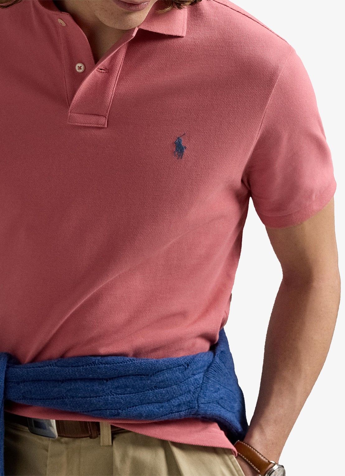 Ralph Lauren Custom slim fit polo van piqué katoen - detail 5 desert rose / roze