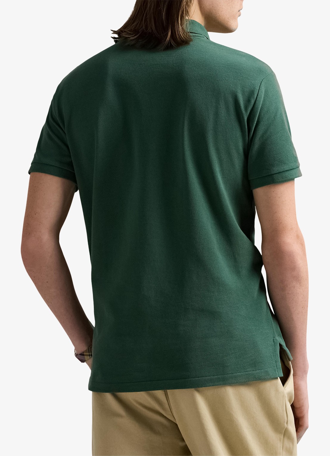 Ralph Lauren Custom slim fit polo van piqué katoen - achterkant 3 washed forest / donkergroen