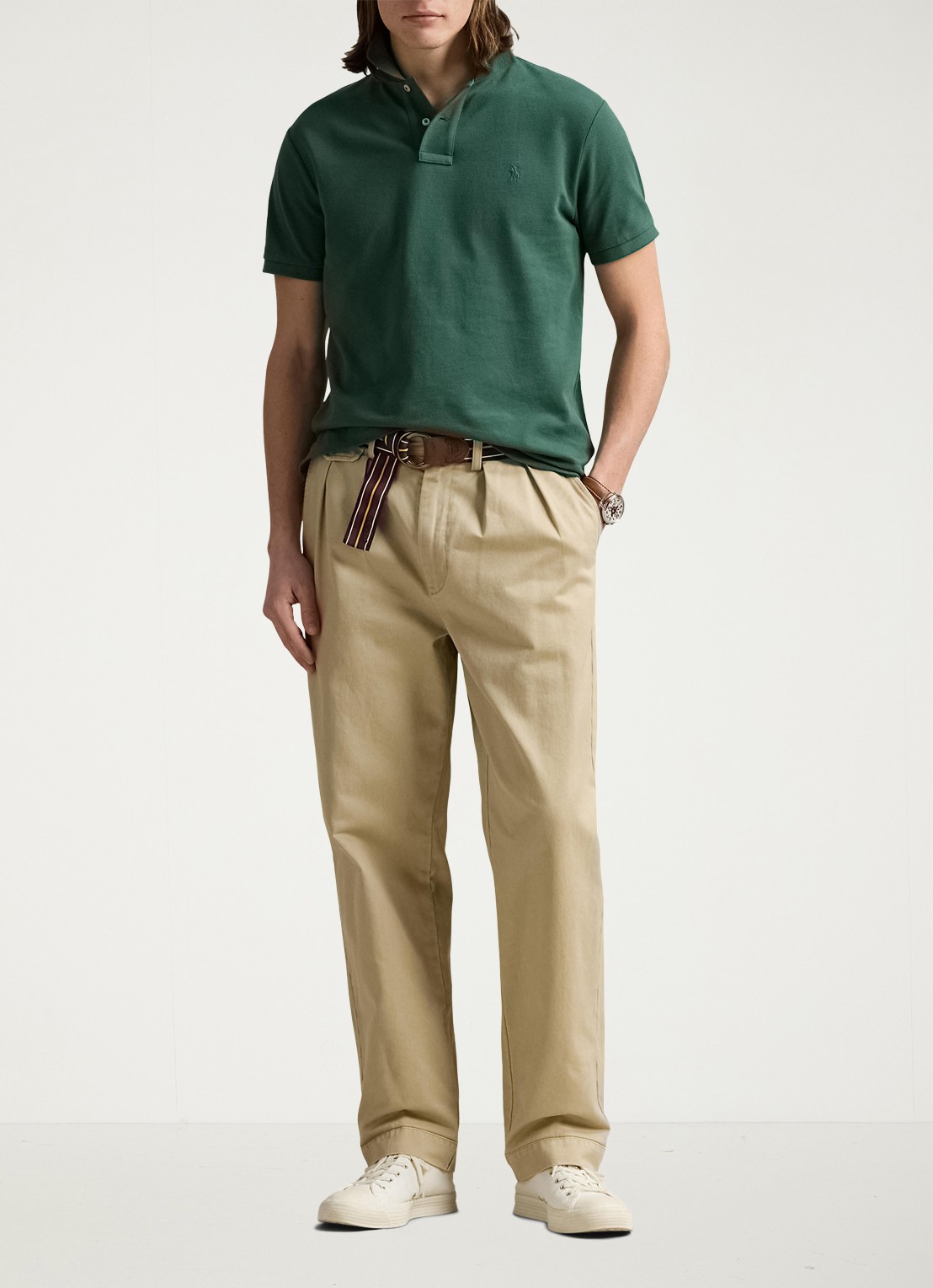 Ralph Lauren Custom slim fit polo van piqué katoen - voorkant 5 washed forest / donkergroen