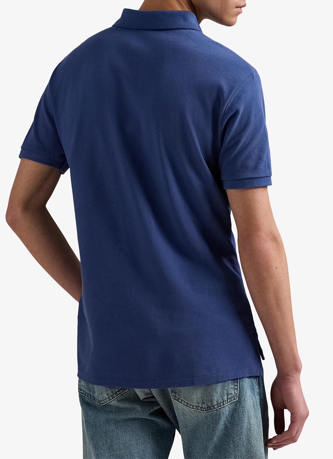 Ralph Lauren Custom slim fit polo van piqué katoen - achterkant 3 earth blue / blauw