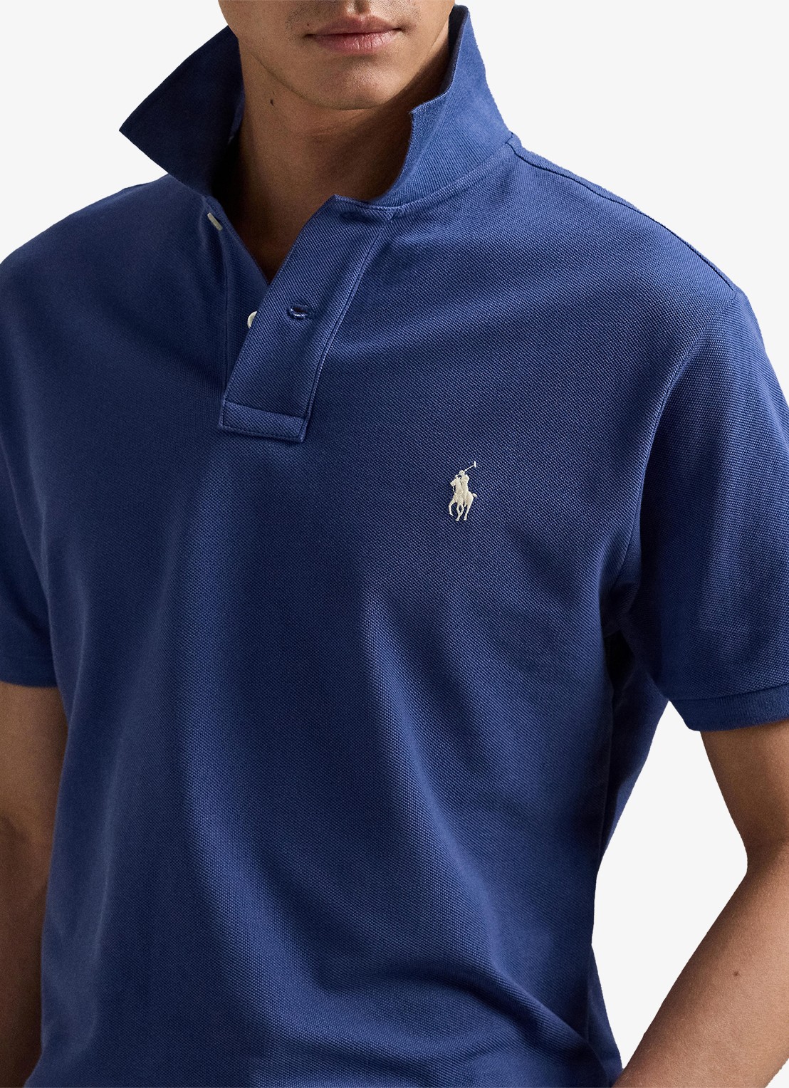 Ralph Lauren Custom slim fit polo van piqué katoen - detail 5 earth blue / blauw
