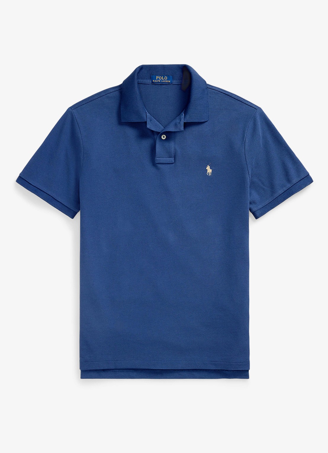 Ralph Lauren Custom slim fit polo van piqué katoen - voorkant earth blue / blauw