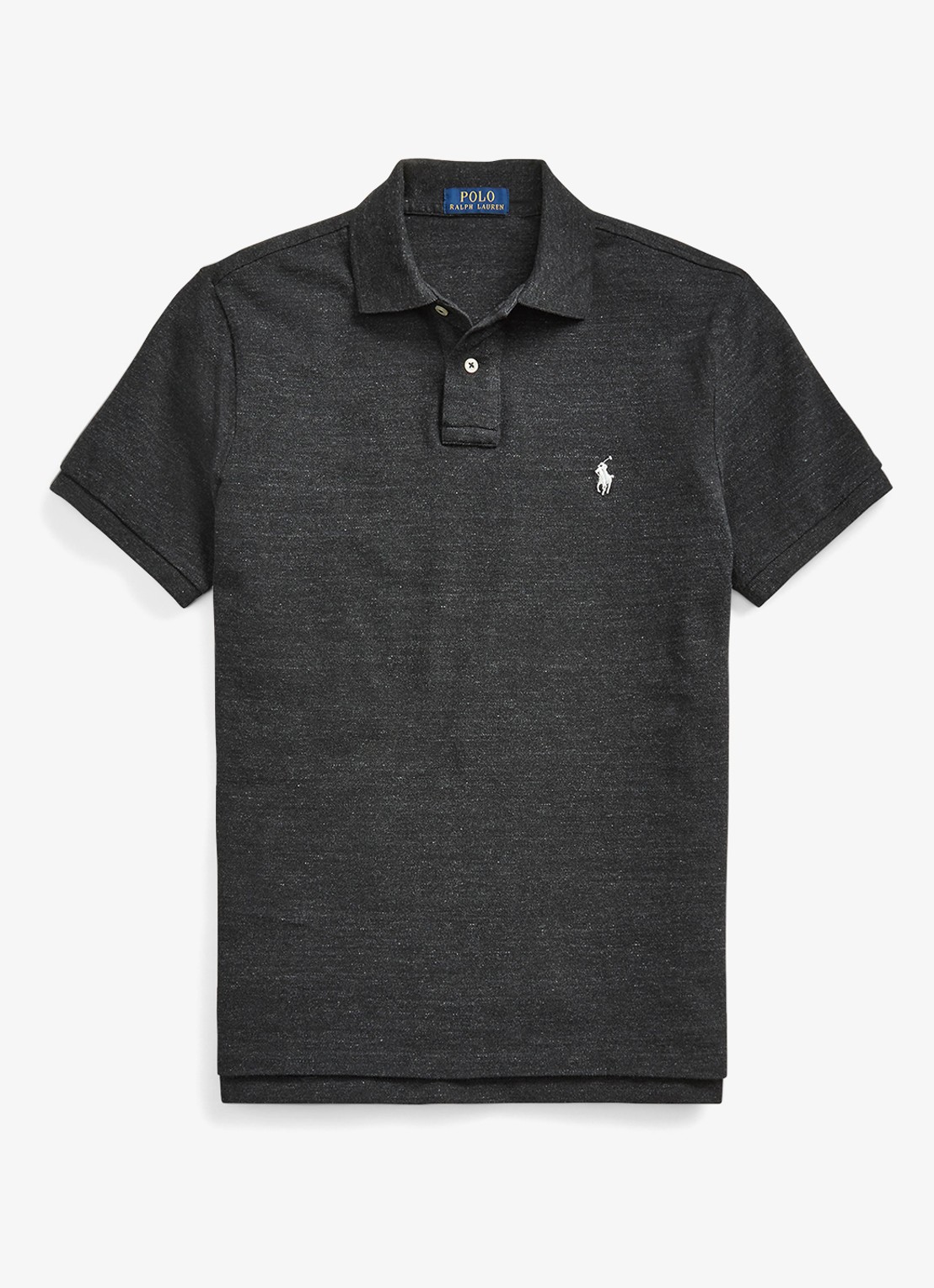 Ralph Lauren Custom slim fit polo van piqué katoen - voorkant 2 black marl heather/zwart