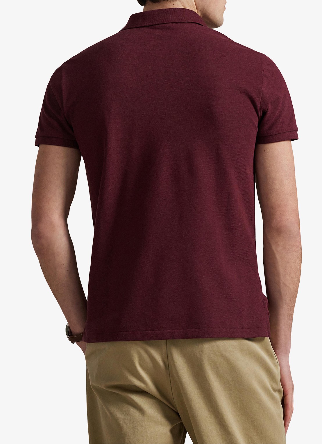 Ralph Lauren Custom slim fit polo van piqué katoen - achterkant spring wine heather / wijnrood