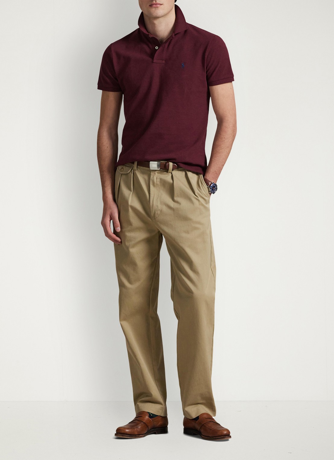 Ralph Lauren Custom slim fit polo van piqué katoen - voorkant 3 spring wine heather / wijnrood