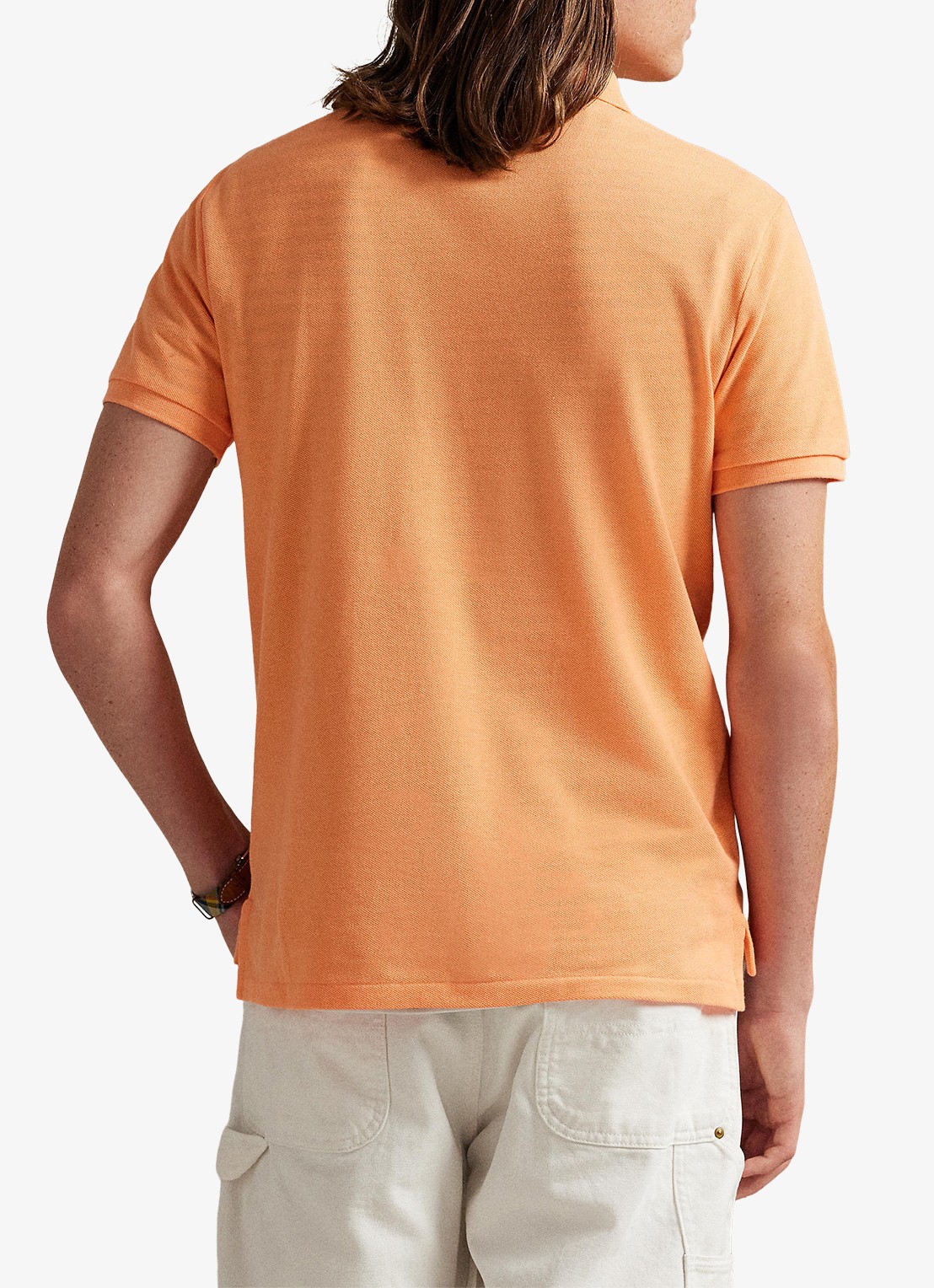 Ralph Lauren Custom slim fit polo van piqué katoen - achterkant pompano orange / oranje