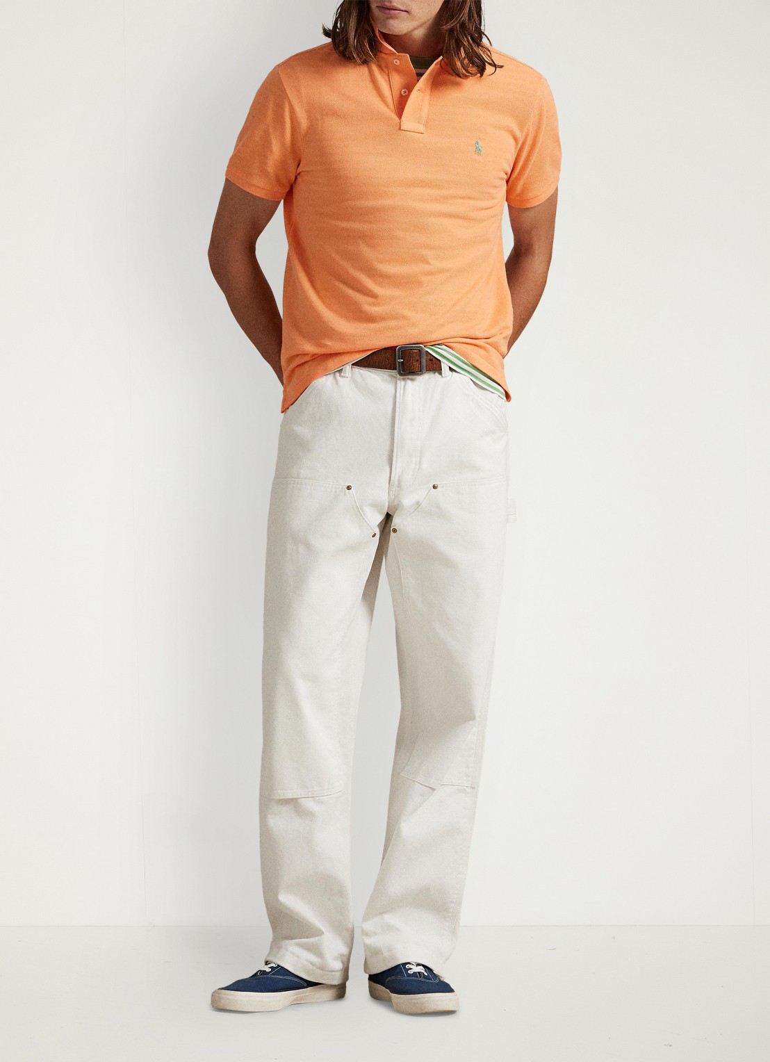 Ralph Lauren Custom slim fit polo van piqué katoen - detail 4 pompano orange / oranje