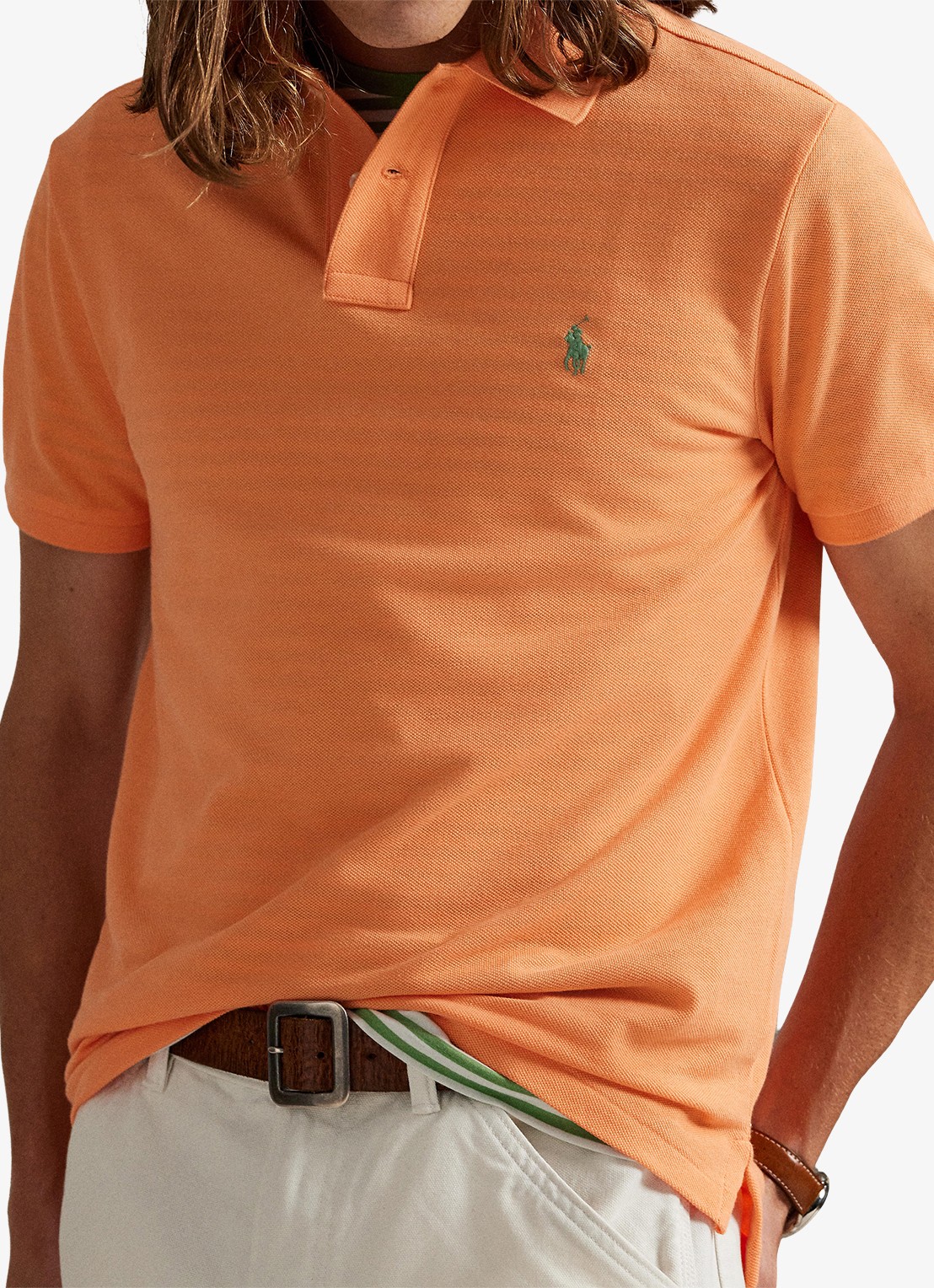 Ralph Lauren Custom slim fit polo van piqué katoen - detail 5 pompano orange / oranje