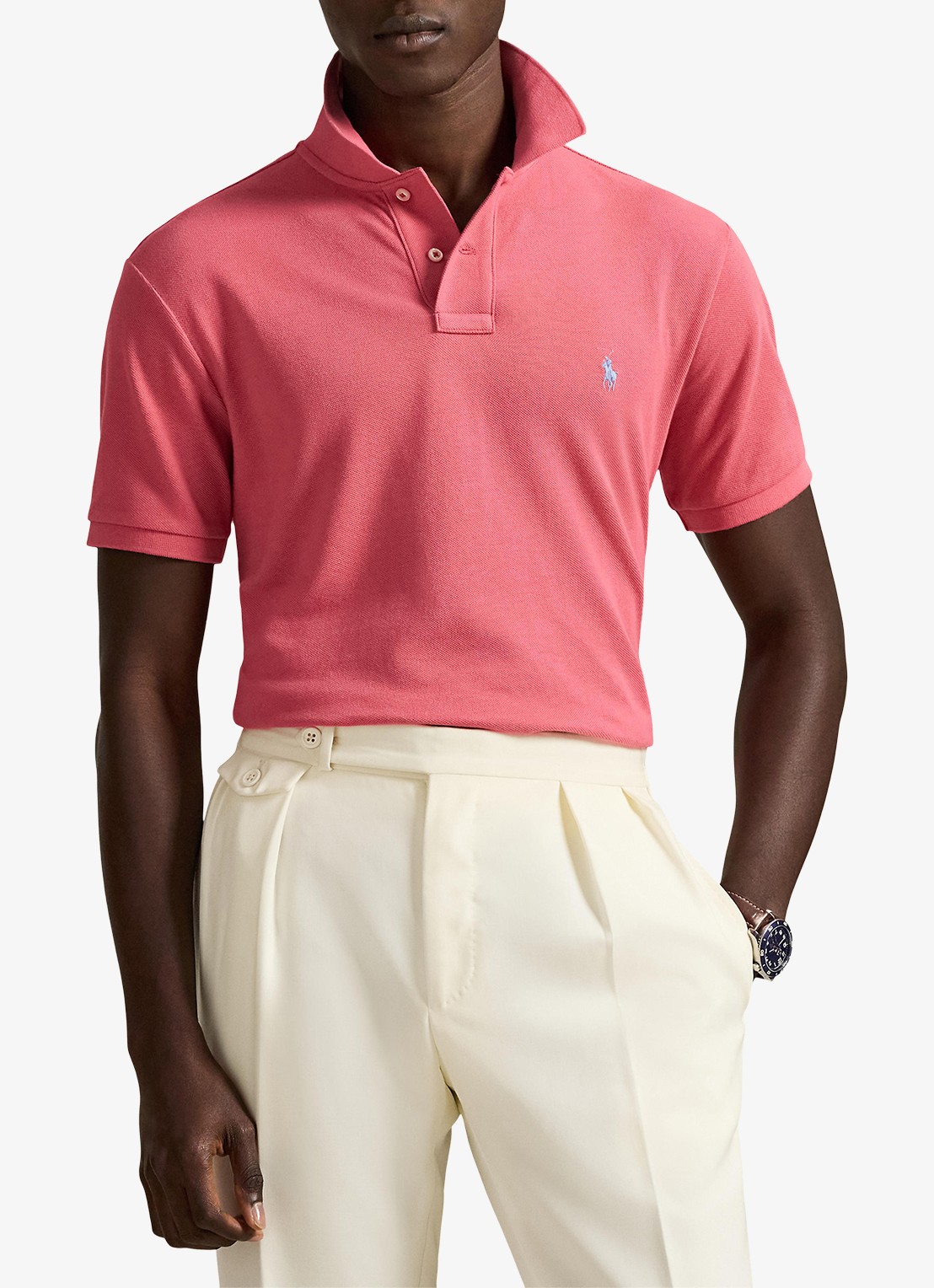 Ralph Lauren Custom slim fit polo van piqué katoen - detail 2 red sky - rood