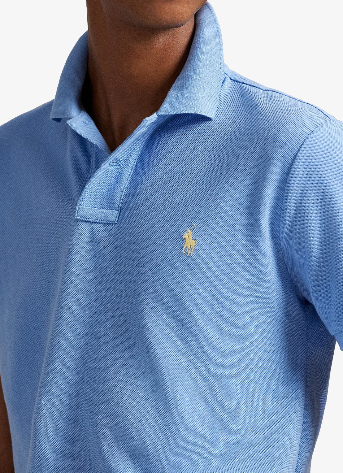 Ralph Lauren Custom slim fit polo van piqué katoen - detail 5 bristol blue - blauw