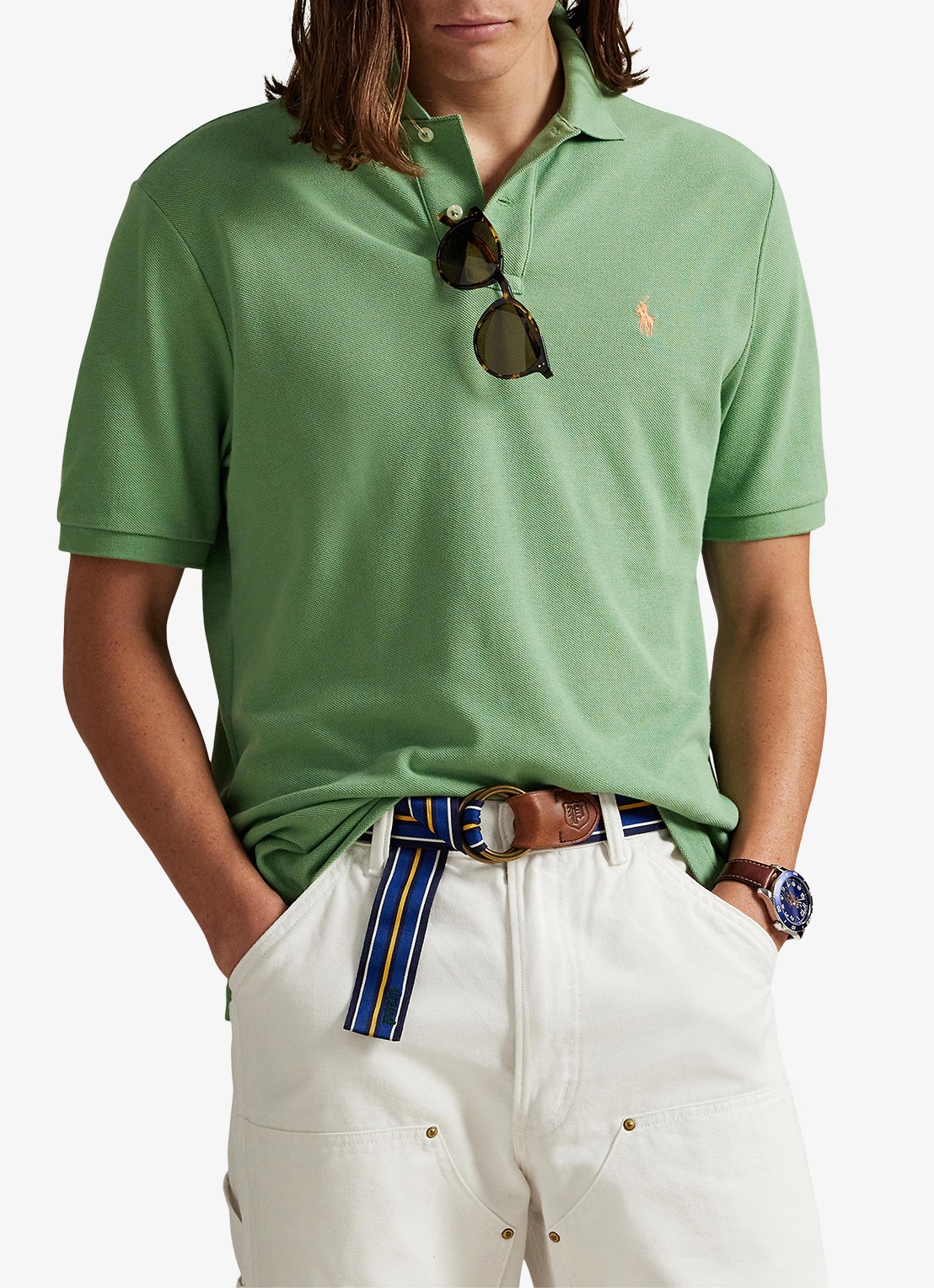 Ralph Lauren Custom slim fit polo van piqué katoen - detail 4 outback green/c2451-47x0
