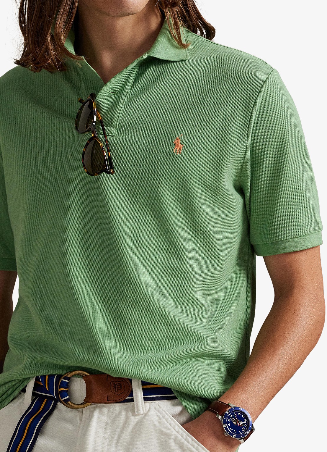 Ralph Lauren Custom slim fit polo van piqué katoen - detail 5 outback green/c2451-47x0