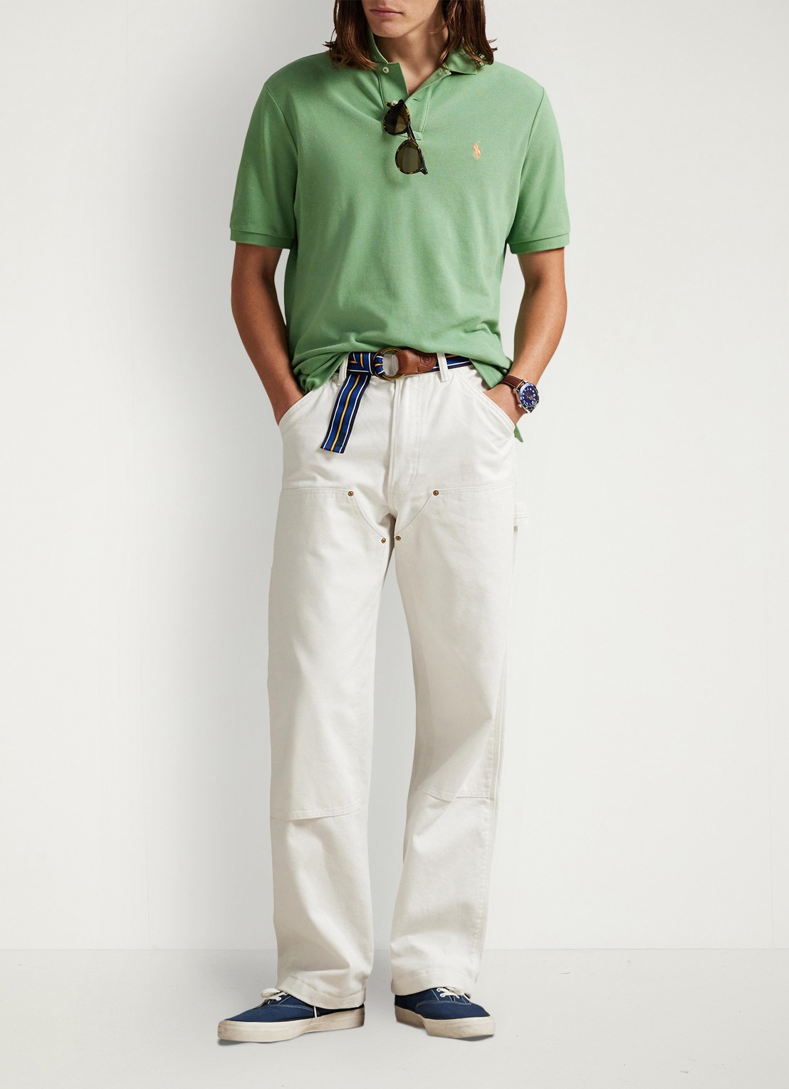 Ralph Lauren Custom slim fit polo van piqué katoen - voorkant 3 outback green/c2451-47x0