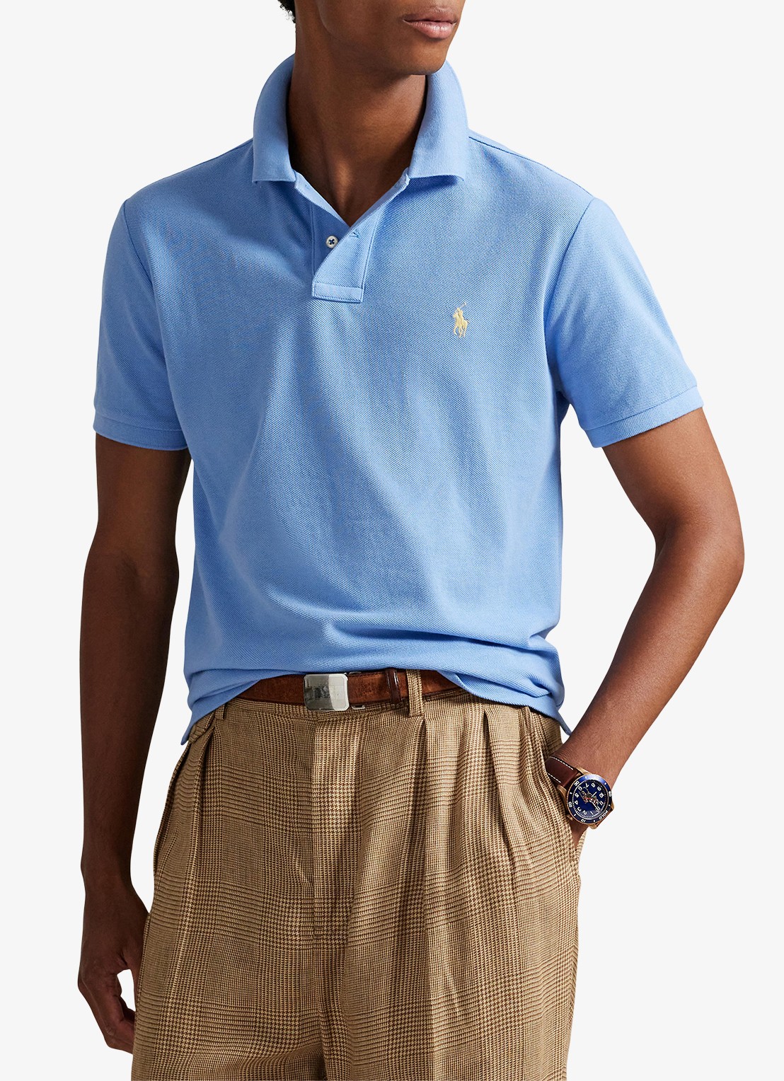 Ralph Lauren Custom slim fit polo van piqué katoen - detail 6 bristol blue - blauw