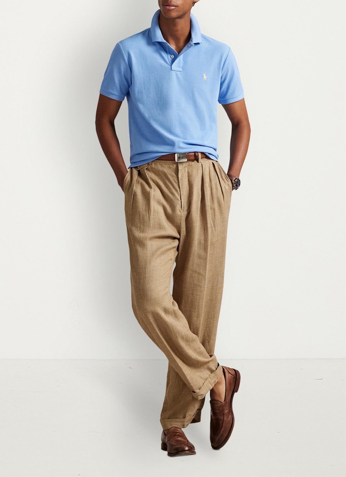 Ralph Lauren Custom slim fit polo van piqué katoen - voorkant 4 bristol blue - blauw