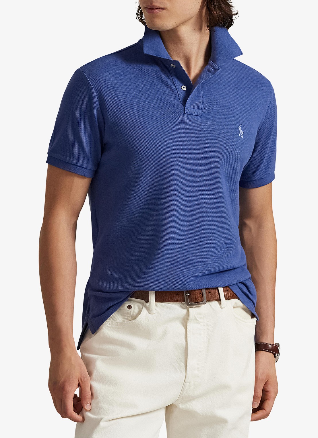 Ralph Lauren Custom slim fit polo van piqué katoen - detail 4 old royal/c7215-47ww