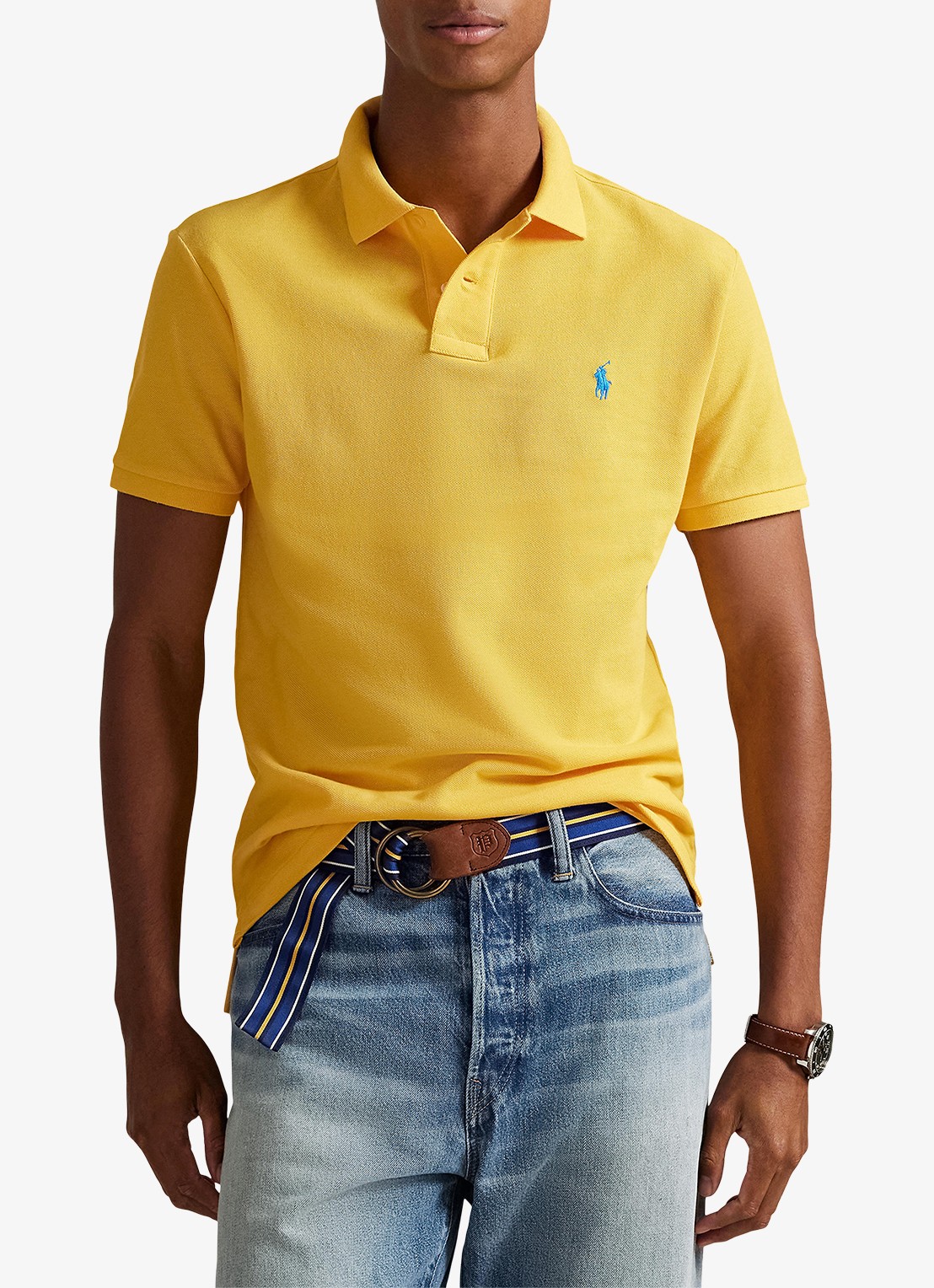 Ralph Lauren Custom slim fit polo van piqué katoen - detail 8 yellowfin/c7370