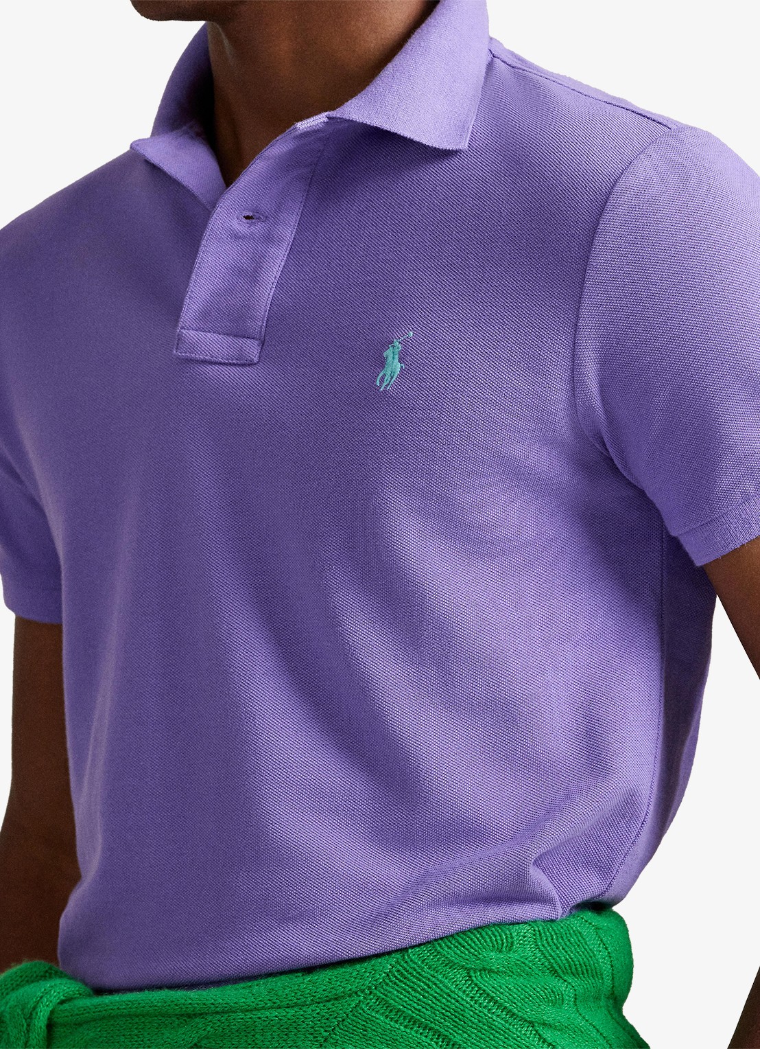 Ralph Lauren Custom slim fit polo van piqué katoen - detail 3 cactus purple