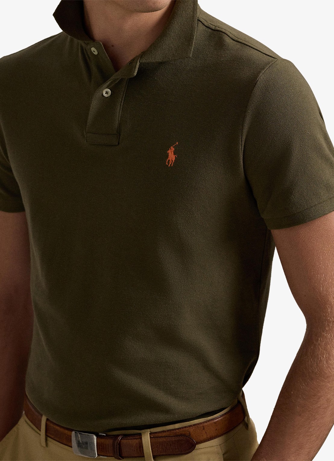 Ralph Lauren Custom slim fit polo van piqué katoen - detail 5 canopy olive