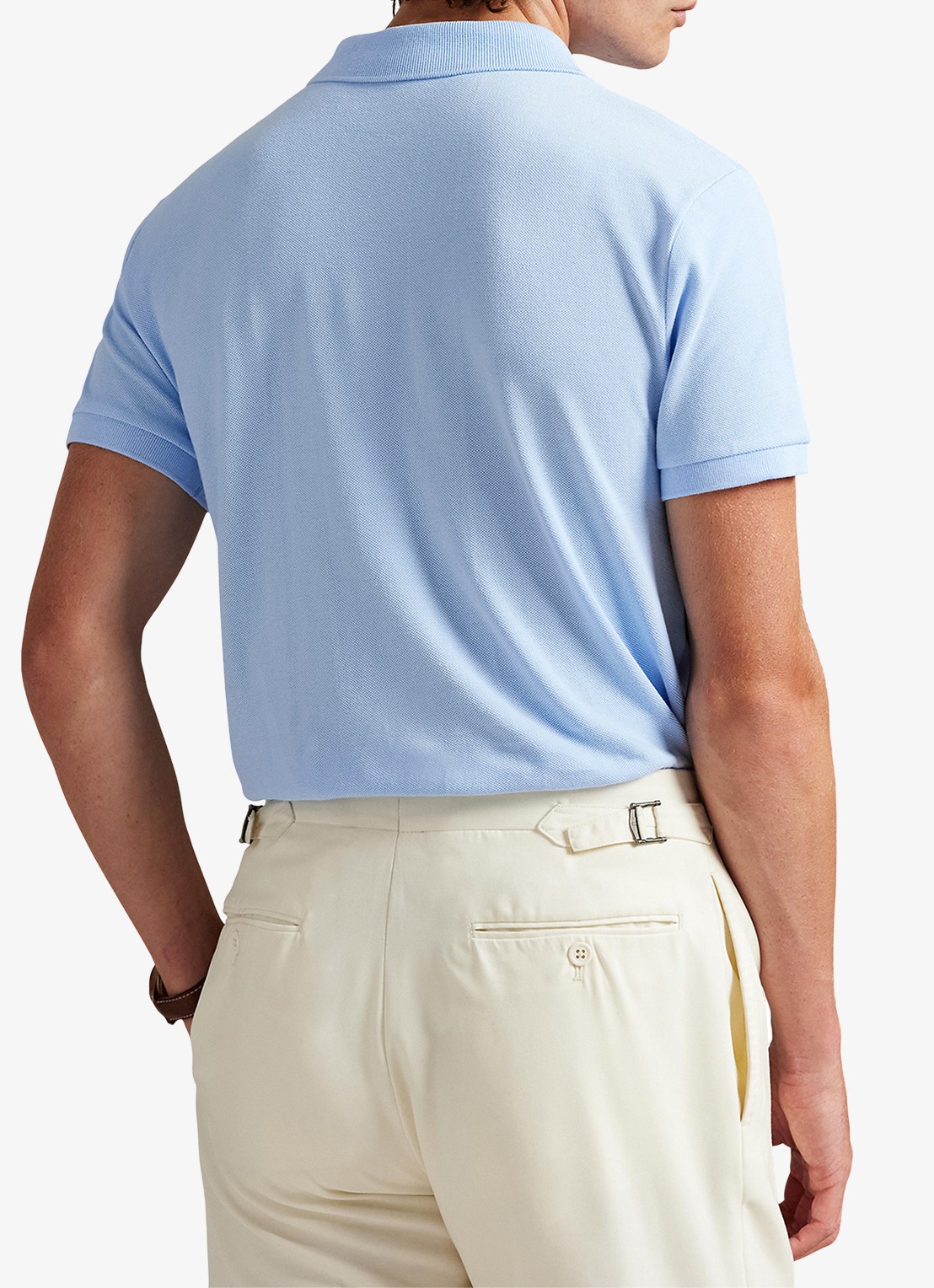 Ralph Lauren Custom slim fit polo van piqué katoen - achterkant office blue / blauw