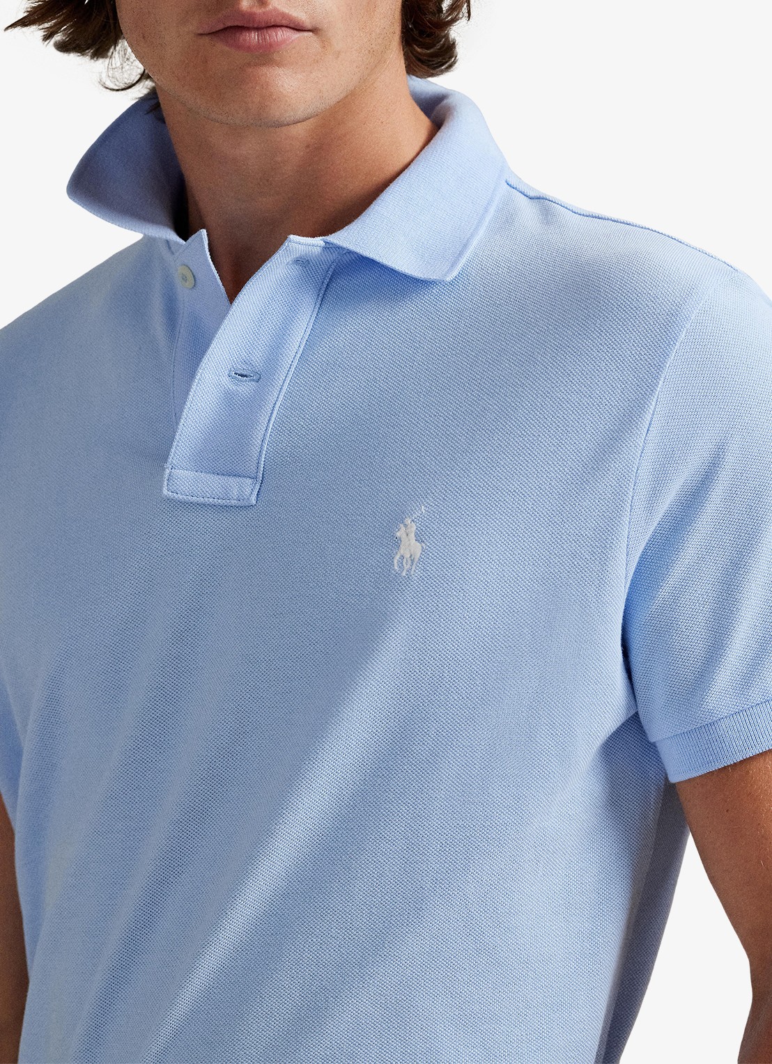 Ralph Lauren Custom slim fit polo van piqué katoen - detail 3 office blue / blauw