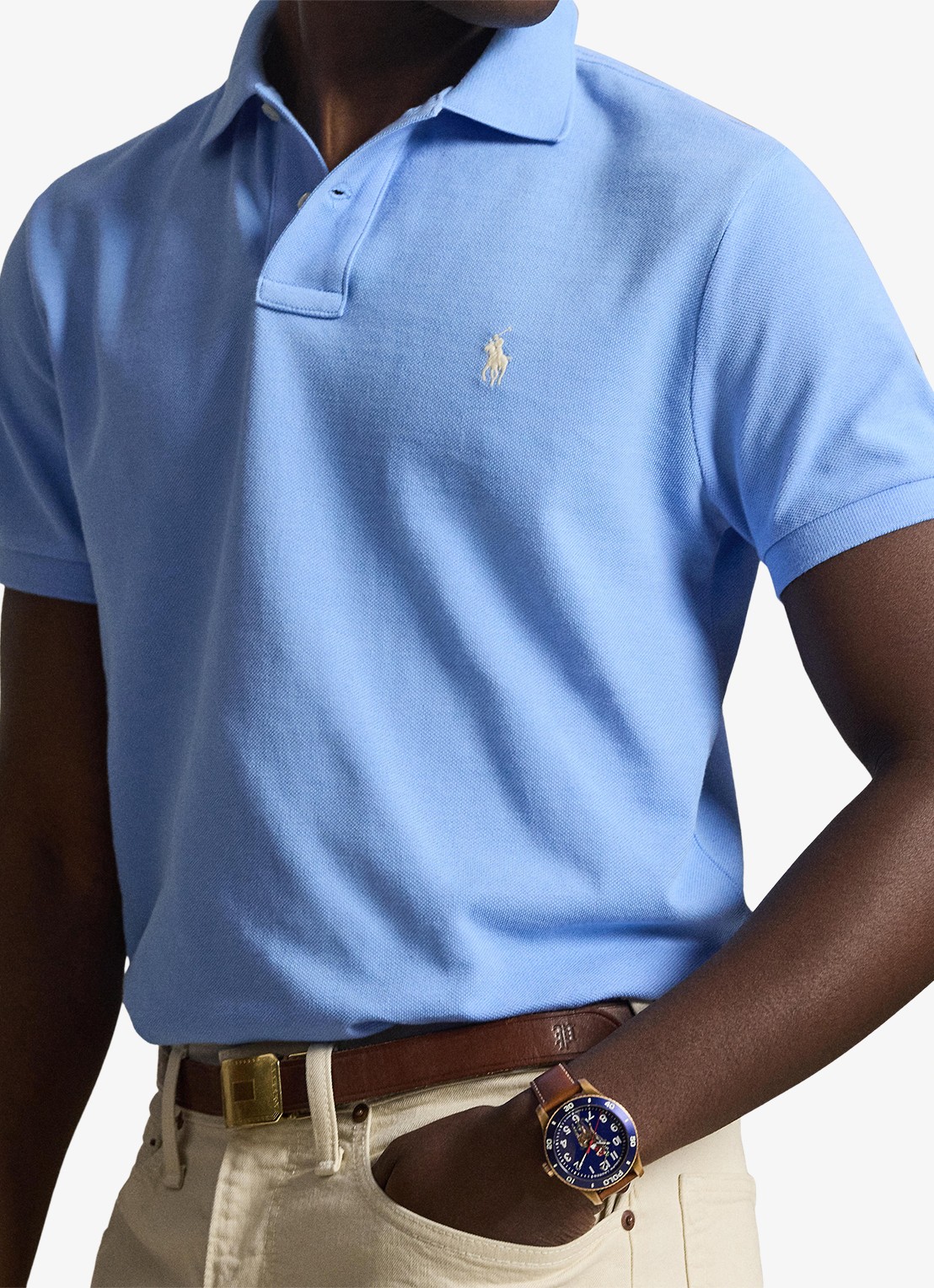 Ralph Lauren Custom slim fit polo van piqué katoen - detail 3 blue lagoon/c8125-zy9g