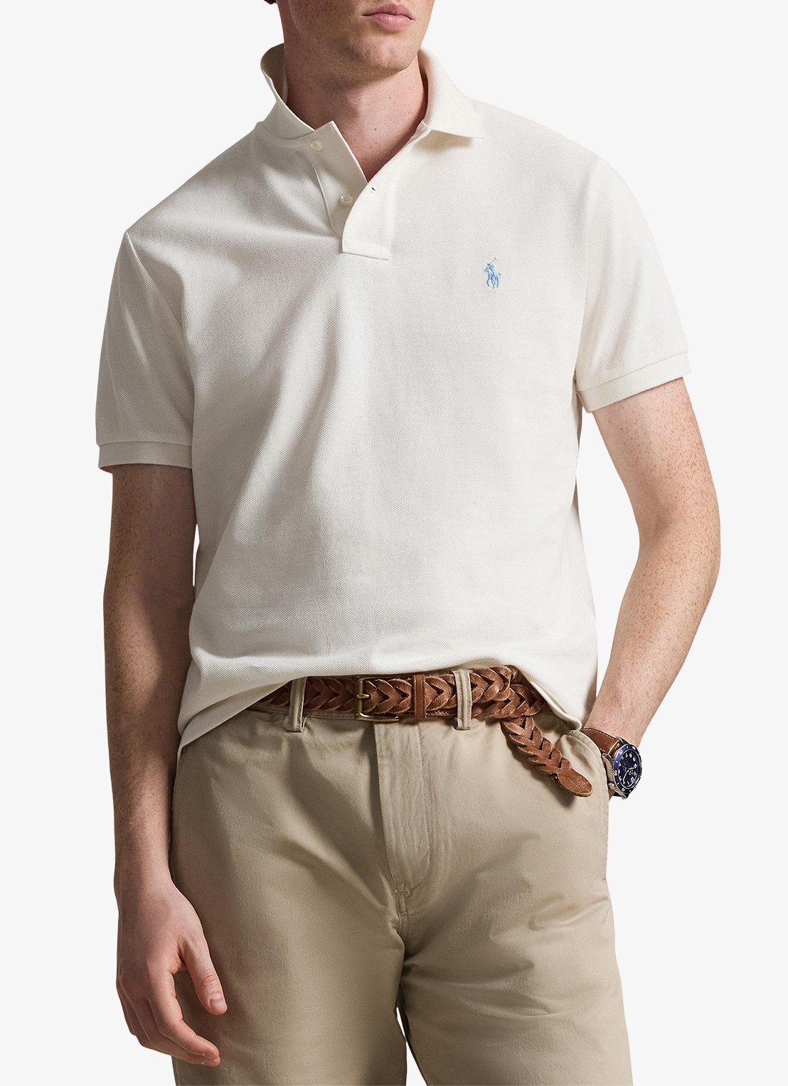 Ralph Lauren Custom slim fit polo van piqué katoen - detail 2 antique cream/c7114-zxw3