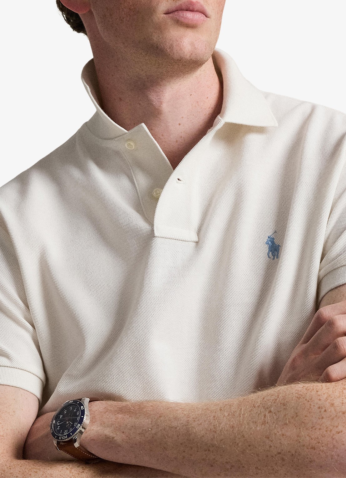 Ralph Lauren Custom slim fit polo van piqué katoen - detail 3 antique cream/c7114-zxw3
