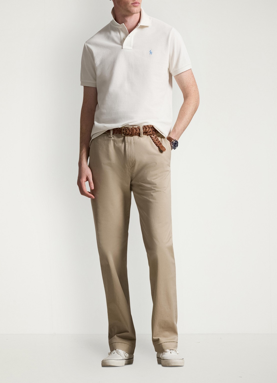 Ralph Lauren Custom slim fit polo van piqué katoen - voorkant 5 antique cream/c7114-zxw3