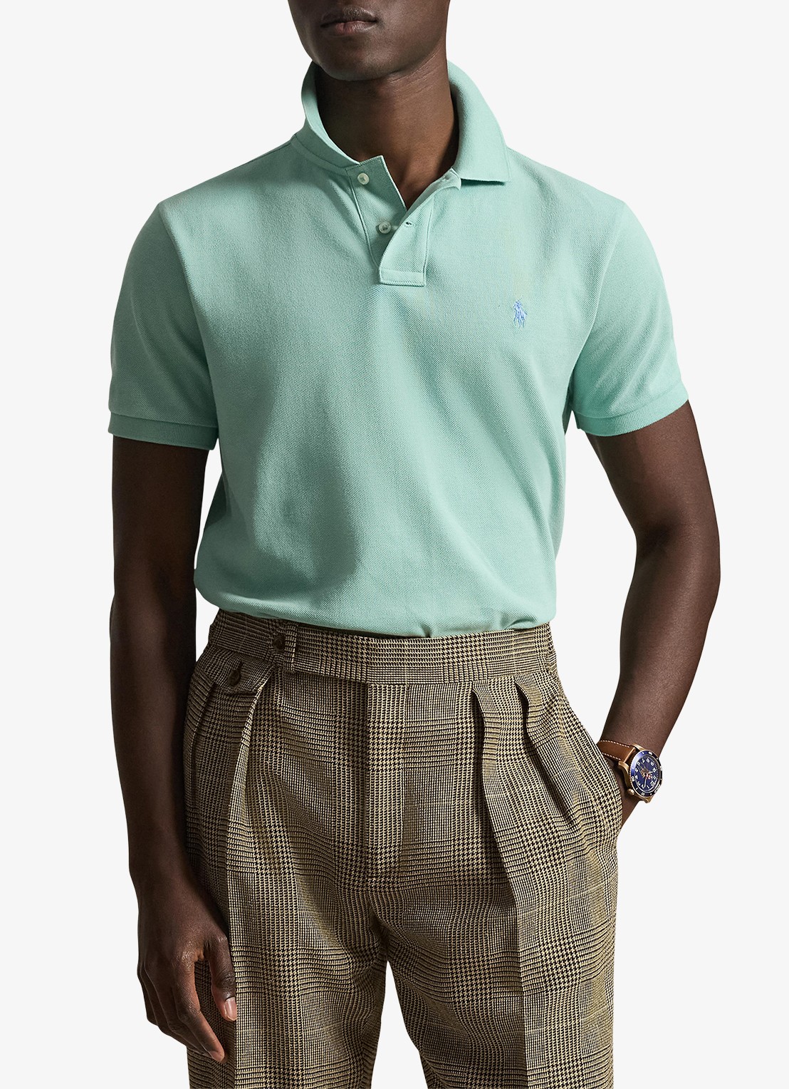 Ralph Lauren Custom slim fit polo van piqué katoen - detail 2 celadon/c7109-zyv9