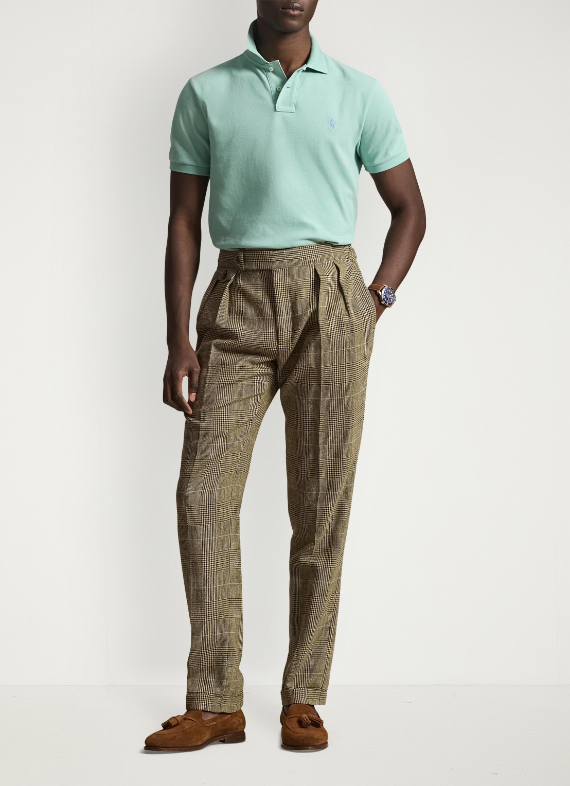 Ralph Lauren Custom slim fit polo van piqué katoen - voorkant 5 celadon/c7109-zyv9