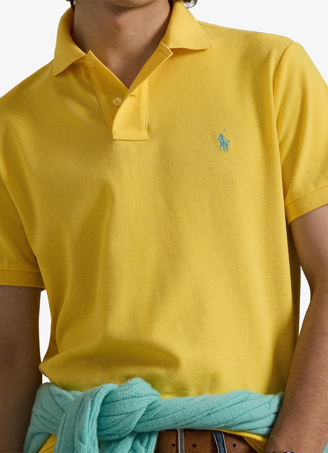 Ralph Lauren Custom slim fit polo van piqué katoen - detail 5 sunfish yellow/c7109-zxvx