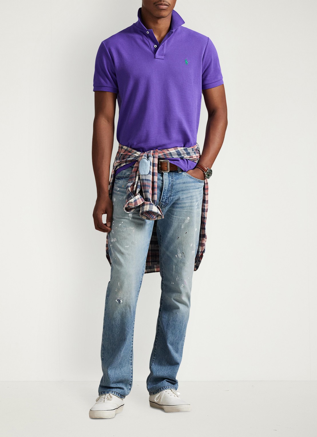 Ralph Lauren Custom slim fit polo van piqué katoen - voorkant 2 cabana purple/c5223-zywt
