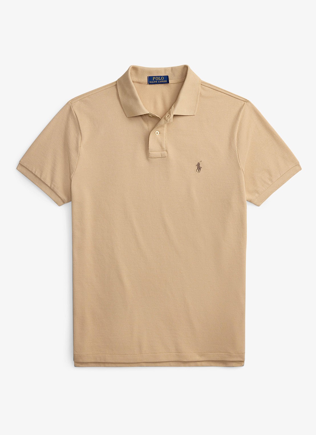 Ralph Lauren Custom slim fit polo van piqué katoen - voorkant 2 vintage khaki / khaki