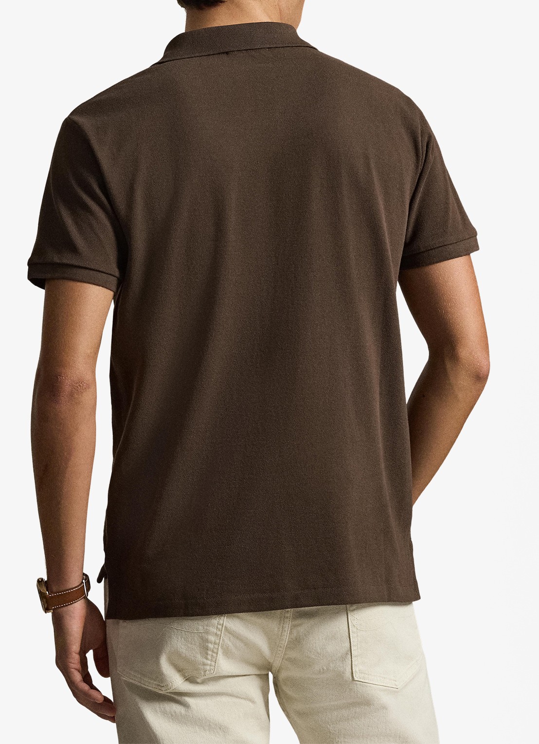Ralph Lauren Custom slim fit polo van piqué katoen - achterkant 3 nutmeg brown / bruin