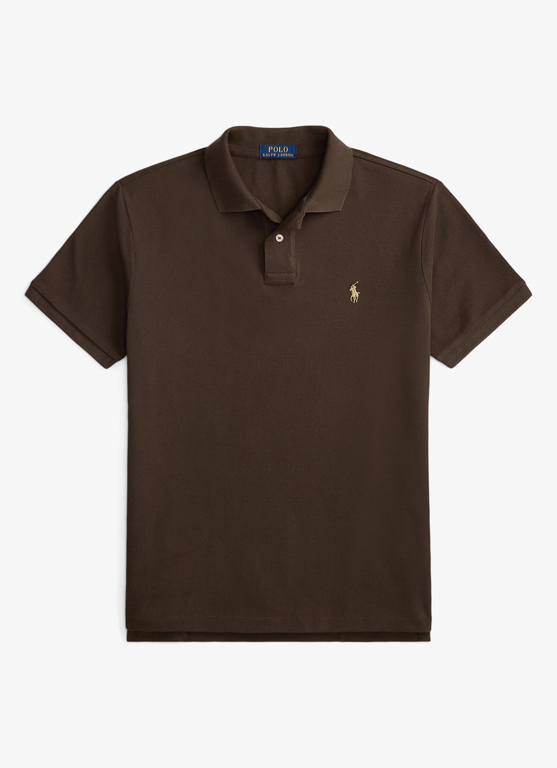 Ralph Lauren Custom slim fit polo van piqué katoen - voorkant 4 nutmeg brown / bruin