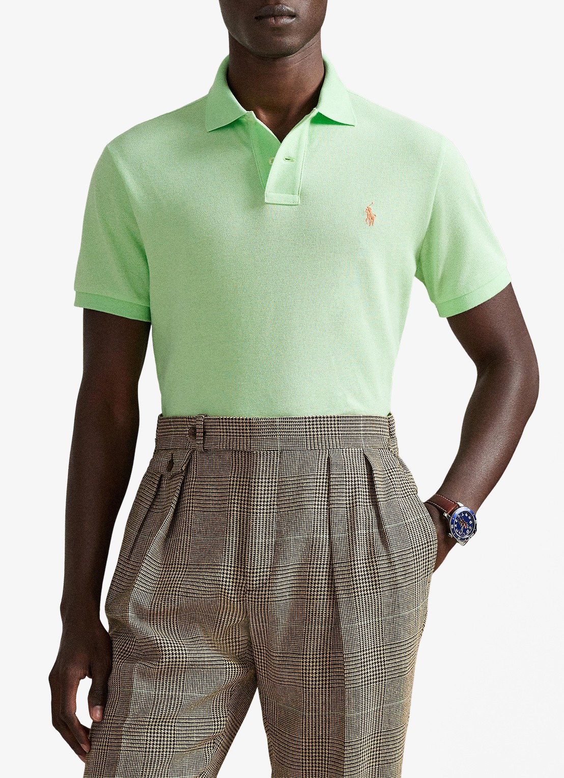 Ralph Lauren Custom slim fit polo van piqué katoen - voorkant 2 cruise lime/c2113-zyva