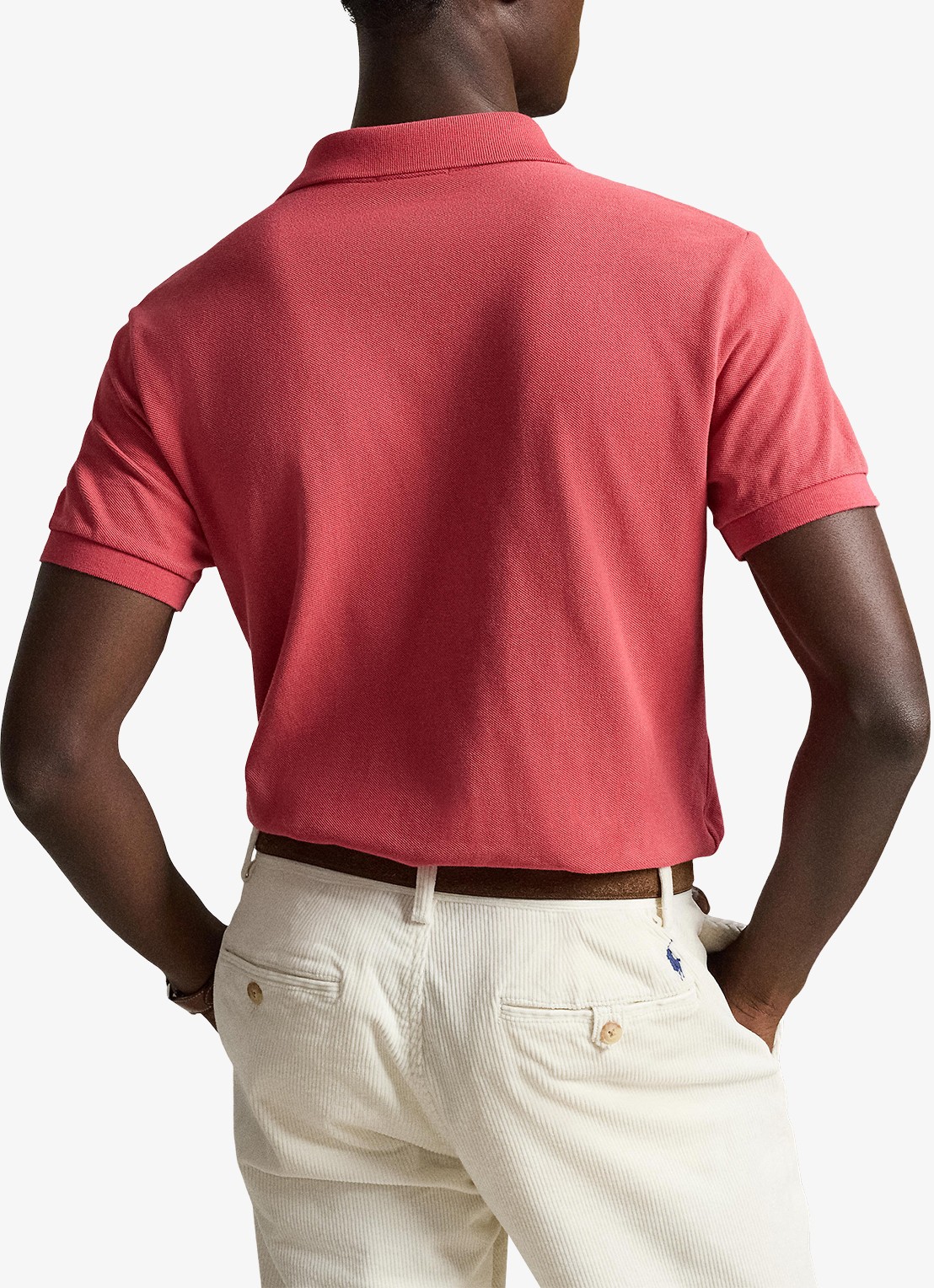 Ralph Lauren Custom slim fit polo van piqué katoen - achterkant 5 nantucket red / rood