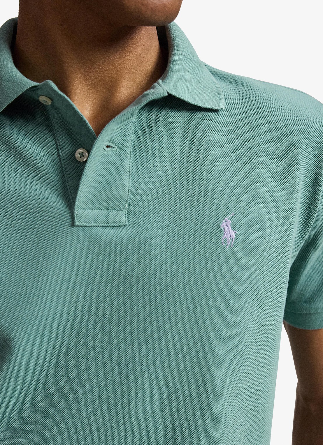 Ralph Lauren Custom slim fit polo van piqué katoen - detail 4 greenscape / groen