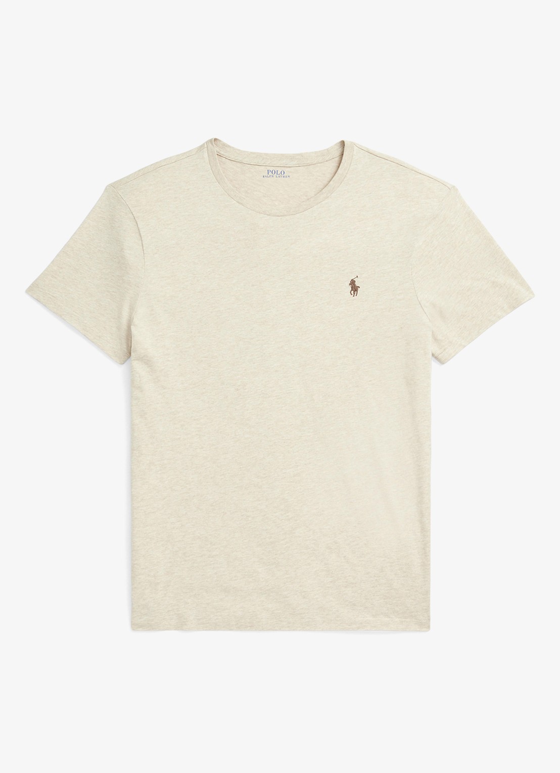 Ralph Lauren Custom slim fit T-shirt met logoborduring - voorkant 3 expedition dune heather / beige