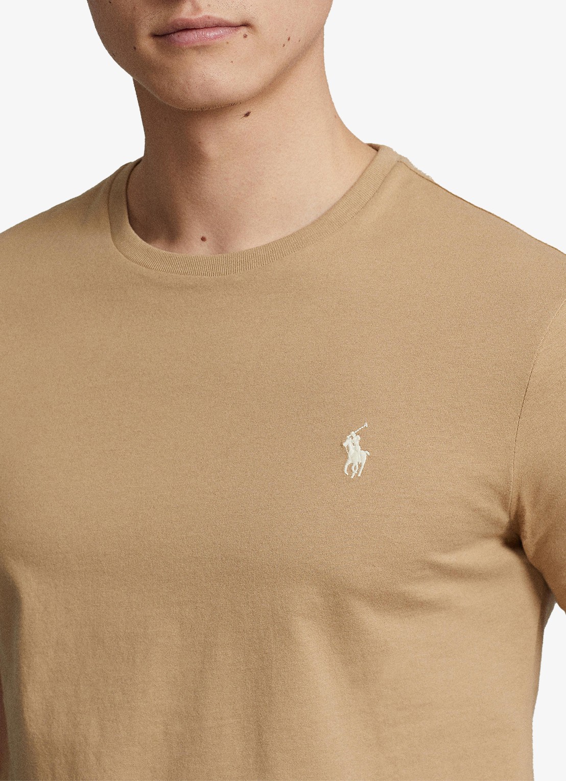 Ralph Lauren Custom slim fit T-shirt met logoborduring - detail cafe tan/c8176-3x17
